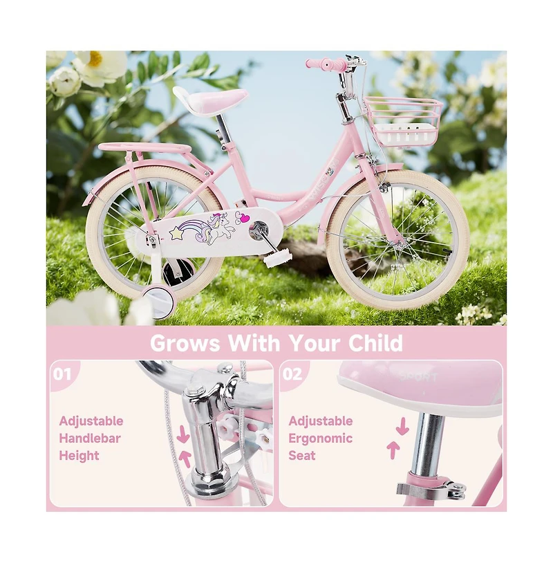 Artudatech Durable & Adjustable to Grow with Your Child Unicorn Kids Bike