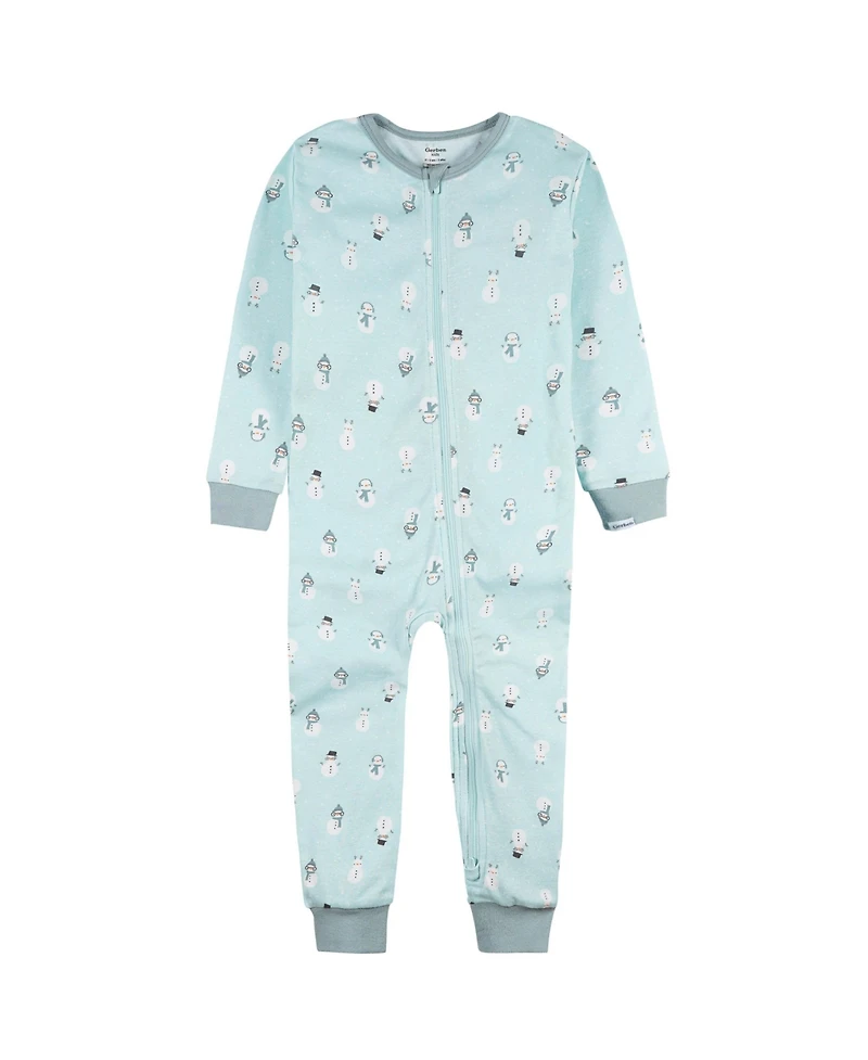 Gerber Toddler Boys 2-Pack Snug Fitting Footless Pajamas, Blue Snowman
