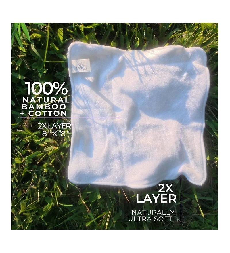 Skin Mantra Let Glow Bamboo + Cotton Facial Cleansing Cloths, 2-Pack with Mesh Wash Bag