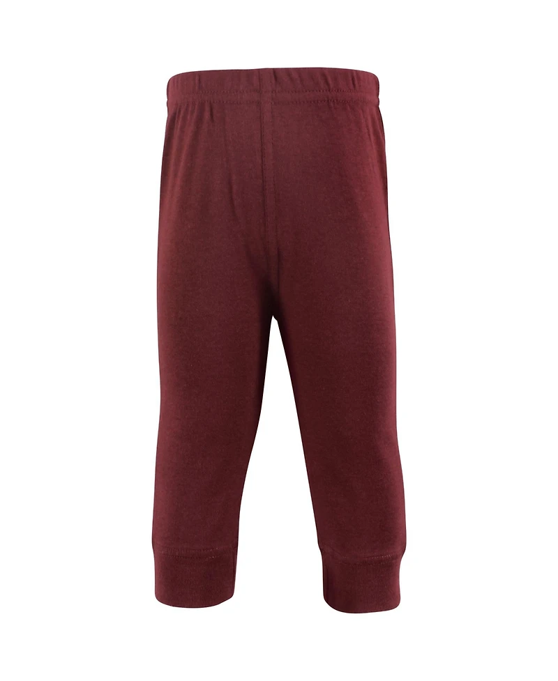 Hudson Baby Toddler Boys Cotton Pants and Leggings, Stripe Burgundy Olive