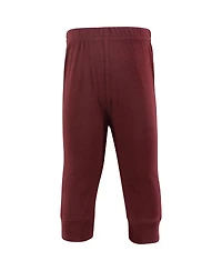 Hudson Baby Toddler Boys Cotton Pants and Leggings, Stripe Burgundy Olive