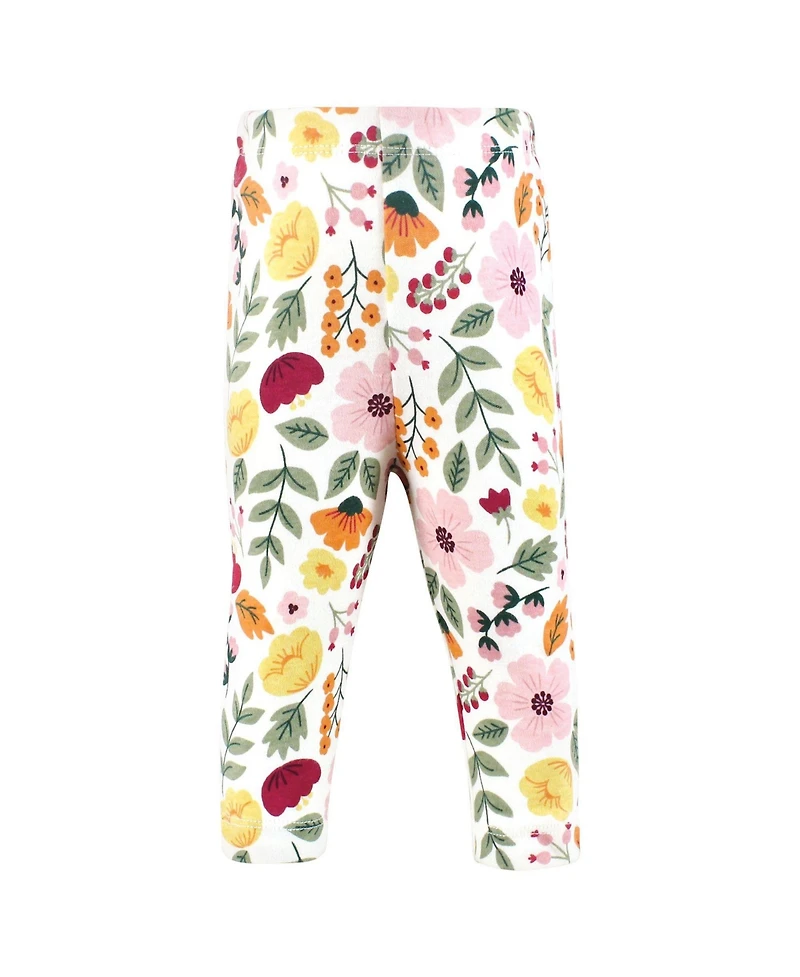 Hudson Baby Toddler Girls Cotton Pants and Leggings, Fall Botanical