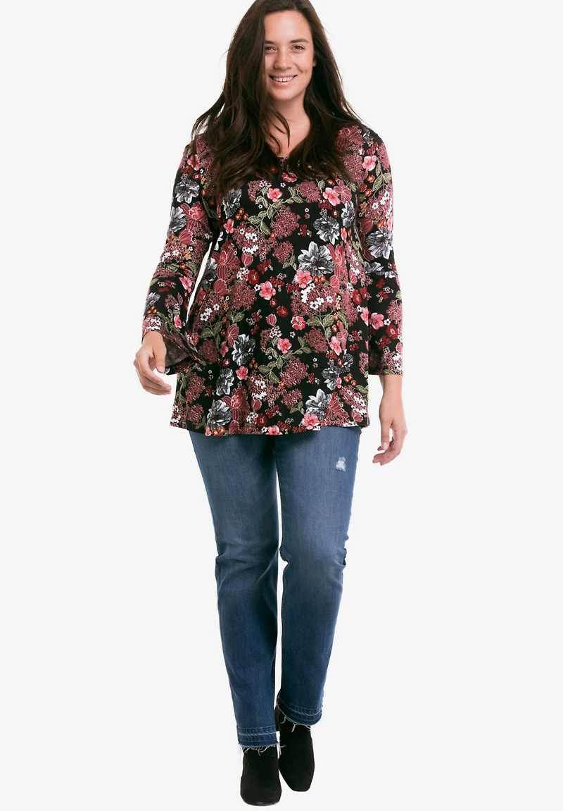 ellos Women's Bell Sleeve A-Line Knit Tunic