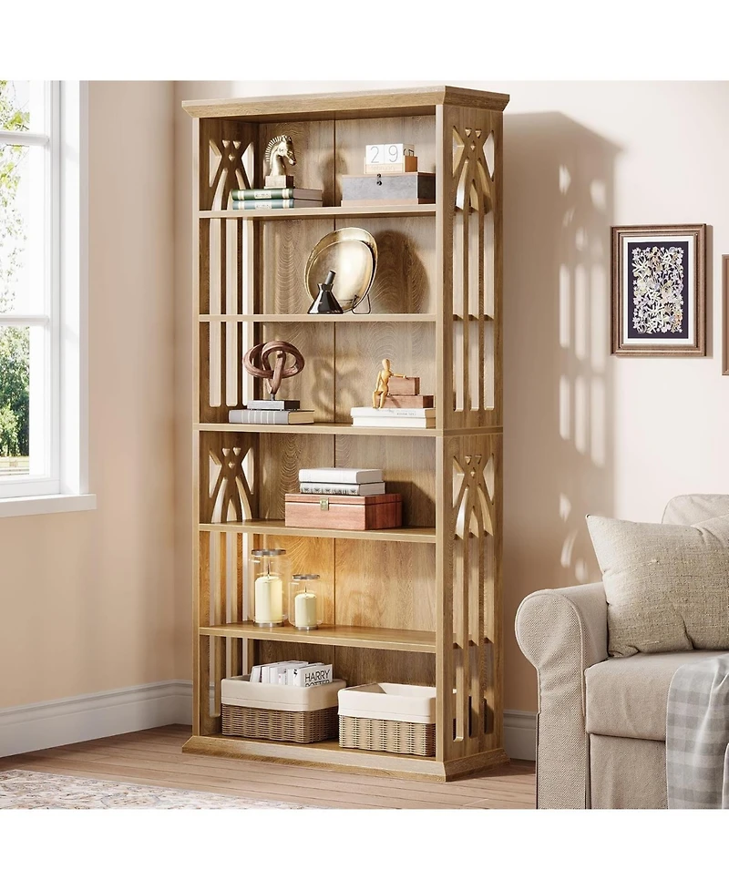 Tribesigns 6-Tier Kitchen Pantry, 75-Inch Tall Pantry Cabinet, Large Freestanding Storage Shelves, Wood Pantry Organizer