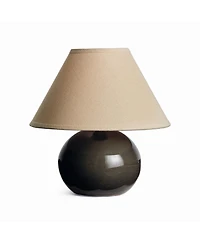 Charlie Mini Lamp - Gray Crackle Glaze - Linen Shade - 10"