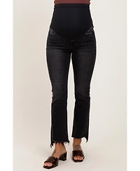 Pinkblush Maternity Washed Raw Hem Crop Flare Jeans