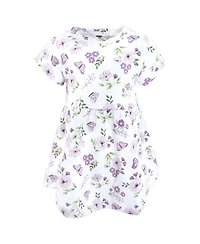 Hudson Baby Toddler Girls Cotton Dresses, Purple Butterfly Floral