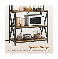 Yaheetech 5-Tier Engineered Wood and Metal Baker s Rack with Power Outlets