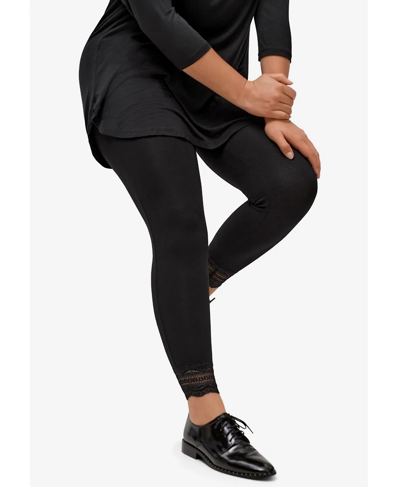 ellos Women's Scallop Lace Hem Leggings
