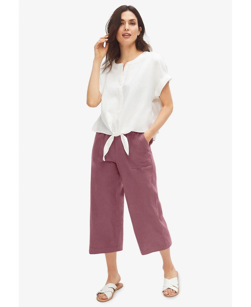 ellos Women's Linen-Blend Drawstring Capris