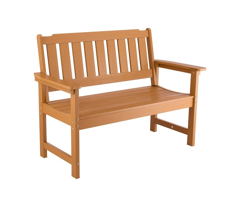 Slickblue Wood-Look Weatherproof Plastic Bench for Patio or Garden
