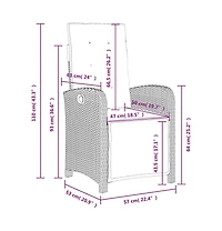 Reclining Garden Chair Brown Pe Rattan, Powder-Coated Steel