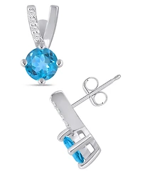 Macy's Gemstone and Diamond Earrings (1/20 ct. t.w.) 10k White Gold (also Yellow Gold)