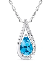 Macy's Gemstone and Diamond Pendant Necklace (1/10 ct. t.w.) 10k White Gold (also Yellow Gold)