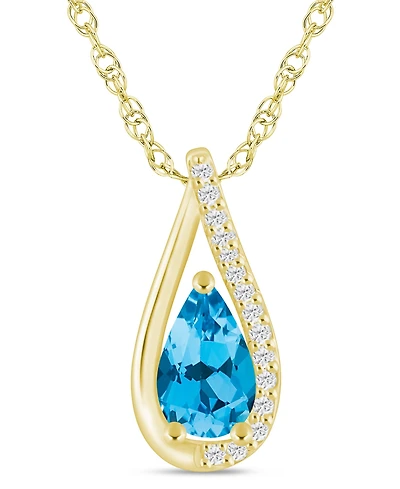 Macy's Gemstone and Diamond Pendant Necklace (1/10 ct. t.w.) 10k White Gold (also Yellow Gold)
