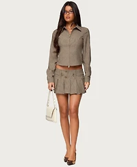 Edikted Women's Lockette Plaid Pleated Mini Skort