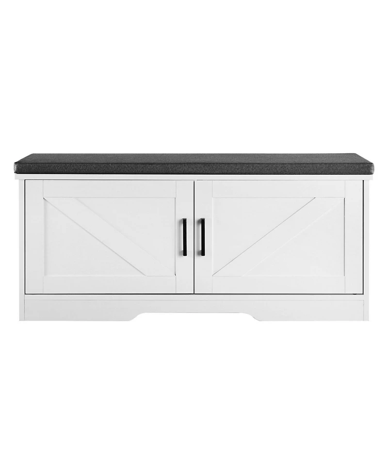 Slickblue Wooden Shoe Rack Bench with Padded Seat and Adjustable Shelf for Entryway