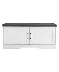 Slickblue Wooden Shoe Rack Bench with Padded Seat and Adjustable Shelf for Entryway