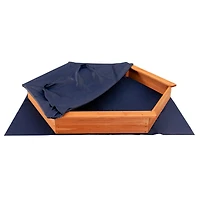 Sugift Hexagon Wooden Cedar Sand Box With Seat Boards