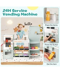 Mecale Wooden Kids Grocery Store Playset Pretend Play Supermarket