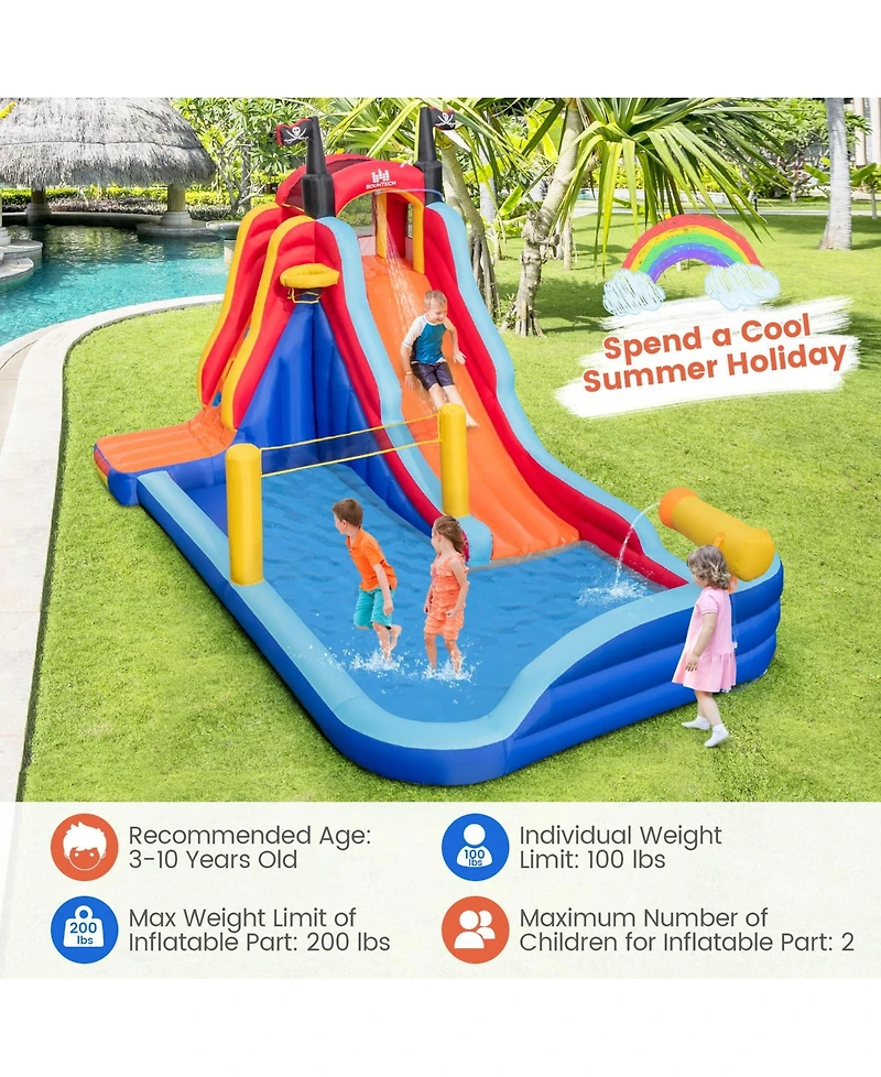 Sugift 5-in-1 Inflatable Bounce House with 2 Water Slides and Large Splash Pool With 950W Blower