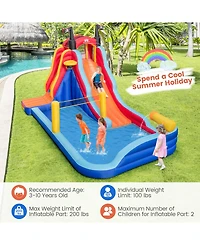 Sugift 5-in-1 Inflatable Bounce House with 2 Water Slides and Large Splash Pool With 950W Blower