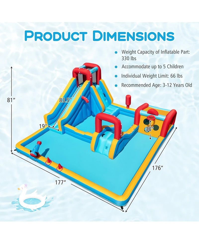 Sugift Inflatable Double Water Slide Park 9-in-1 Giant Bounce House 735W Blower Included
