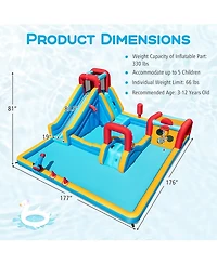 Sugift Inflatable Double Water Slide Park 9-in-1 Giant Bounce House 735W Blower Included