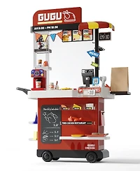 82-Piece Kids Play Kitchen Set Fried Chicken Shop with Steam, Water Circulation Sink