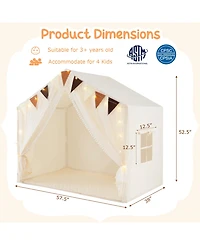 Sugift Large Toddler Playhouse Tent with Door Curtains Windows-Beige