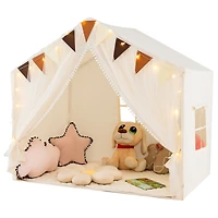 Sugift Large Toddler Playhouse Tent with Door Curtains Windows-Beige