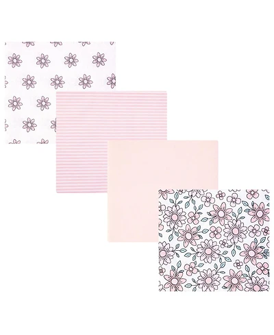 Hudson Baby Cotton Flannel Receiving Blankets 4-Pack, Floral