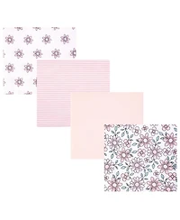 Hudson Baby Cotton Flannel Receiving Blankets 4-Pack, Floral