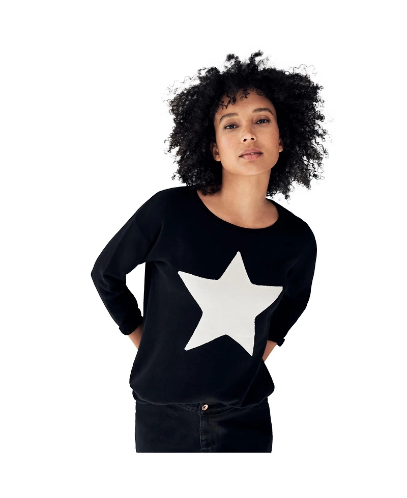 ellos Women's Plus Star Applique Sweater