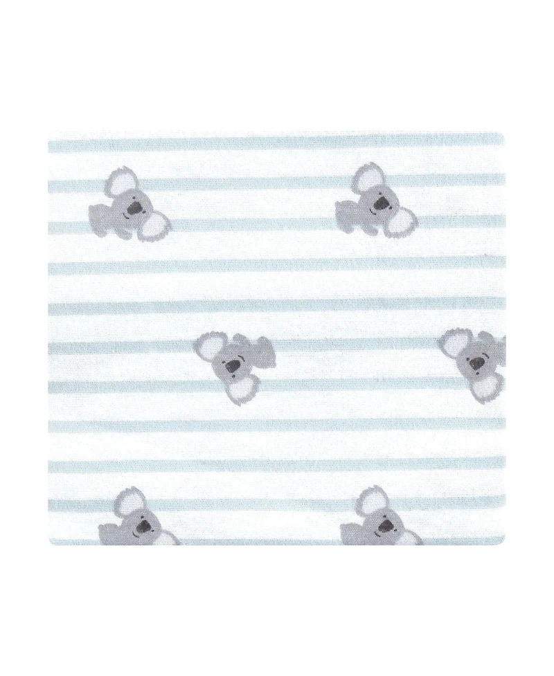 Hudson Baby Cotton Flannel Receiving Blankets 4-Pack, Koala Stripe , One Size