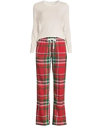 Lands' End Plus Pajama Gift Set - Knit Long Sleeve Top and Flannel Pants