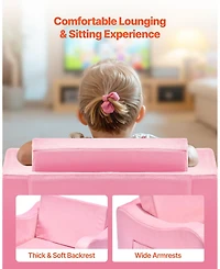 Slickblue Convertible Kids Sofa with Armrests, Folds into Lounger for Kids Room