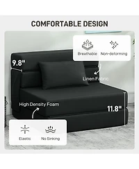 Homcom Folding Sofa Bed, Sleeper Chair with Pillow, Light
