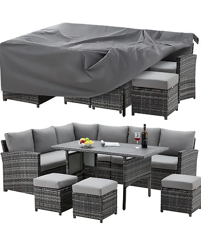 Aecojoy Patio Furniture Cover, Waterproof Outdoor Patio Table and Chair Set Covers, 90.5"x72.5"x27.5"