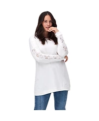 ellos Women's Plus French Terry Lace Trim Sweatshirt Tunic