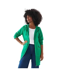 ellos Women's French Terry Zip-Front Hoodie With Zip Pockets