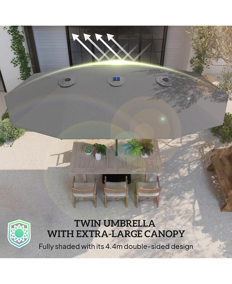 Outsunny Double-Sided Sun Umbrella, Garden Parasol with Light