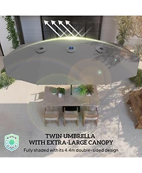 Outsunny Double-Sided Sun Umbrella, Garden Parasol with Light