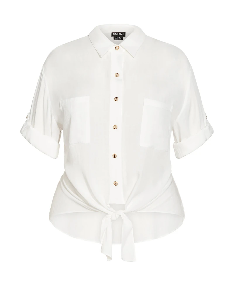 City Chic Plus Tropical Tie Top