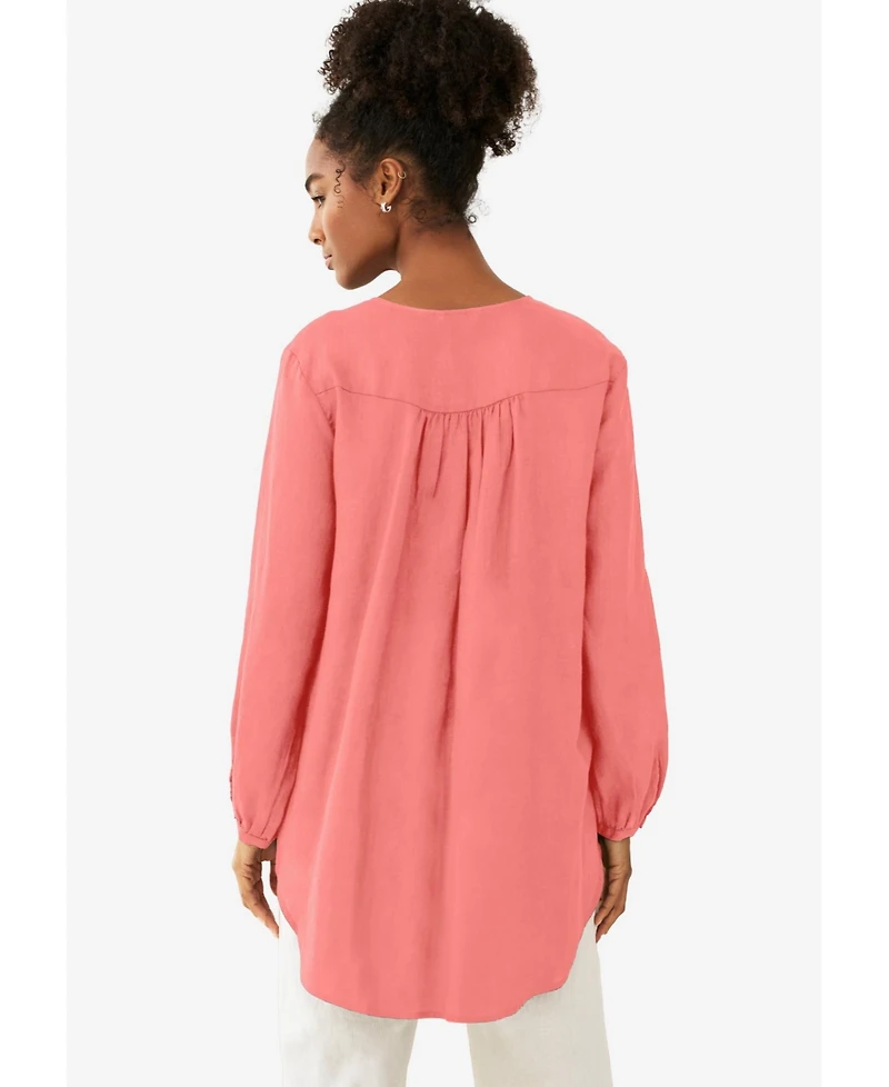 ellos Women's V-Neck Inverted Pleat Tunic