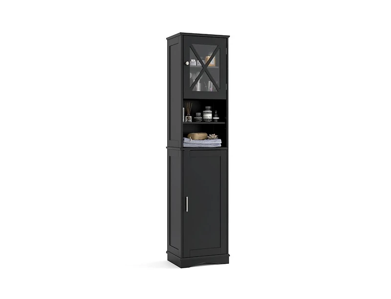 Tall Freestanding Bathroom Storage Cabinet with 5 Adjustable Shelves