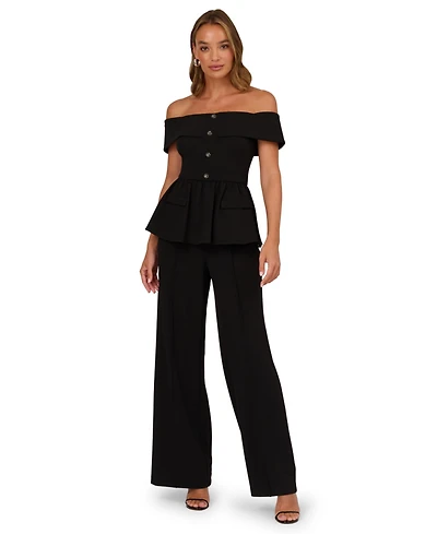 Adrianna Women's Off-The-Shoulder Knit Crepe Jumpsuit