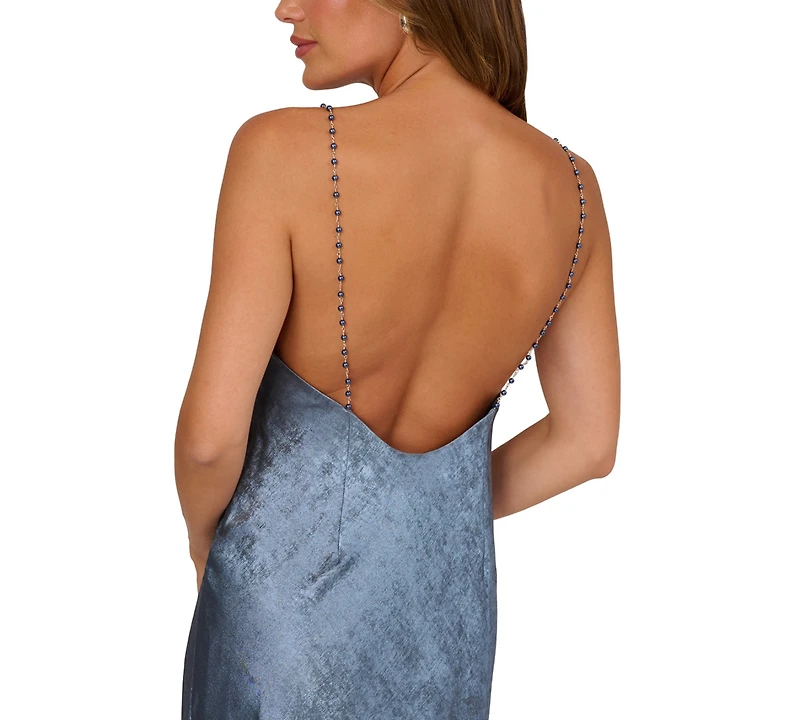 Adrianna Women's Cowl Neck Foiled Long Dress