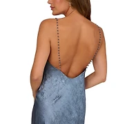 Adrianna Women's Cowl Neck Foiled Long Dress