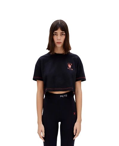 Pcfg Women's Cotton Stitch Detail Cropped T-Shirt